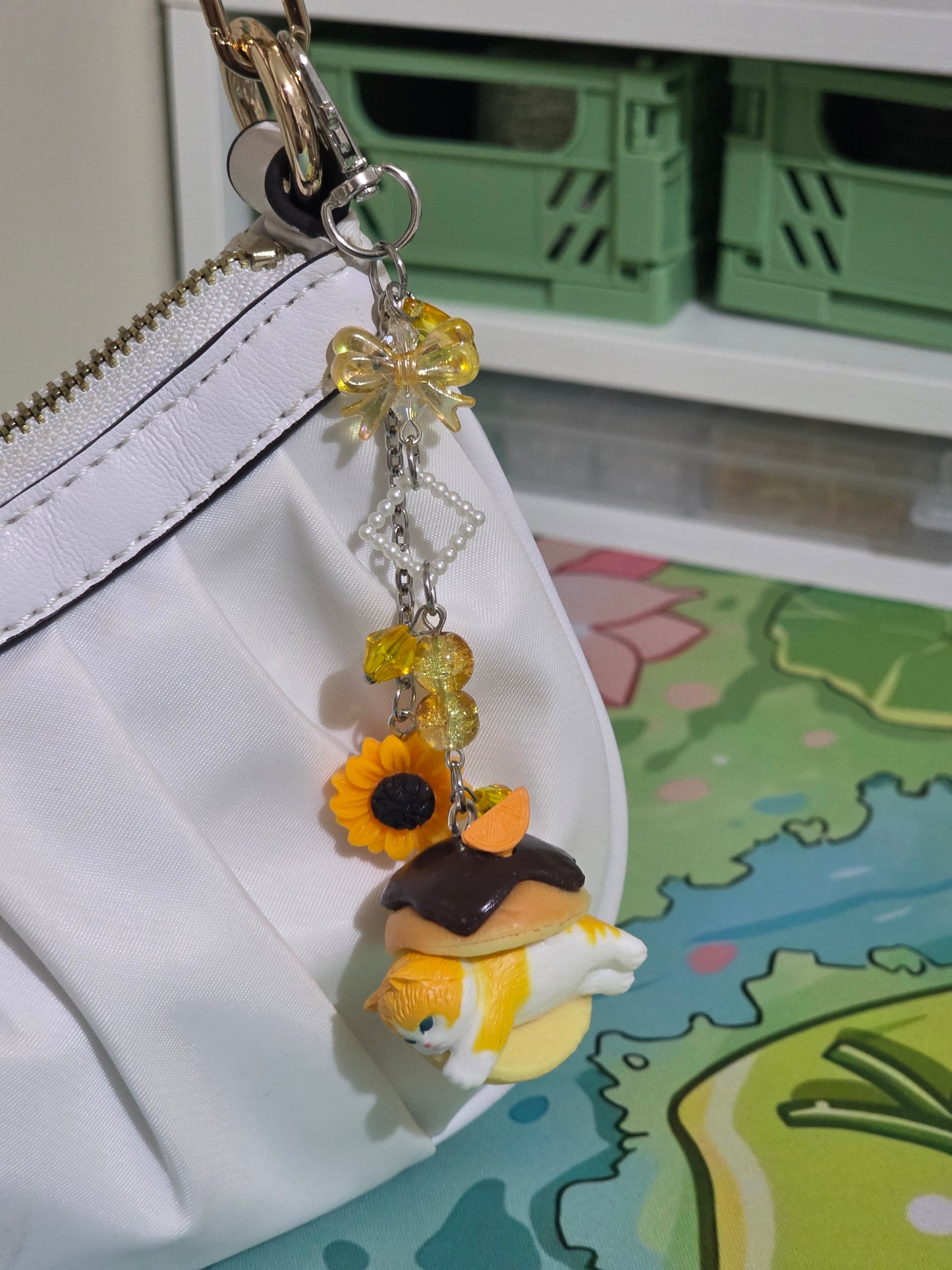 Sunflower Lemon Cat Keychain