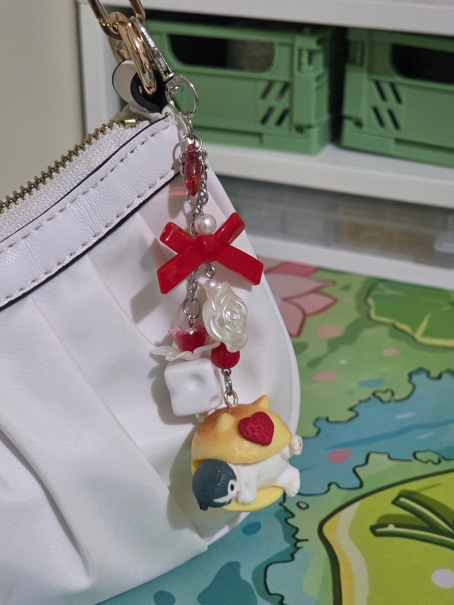 Strawberry Ribbon Cat Keychain