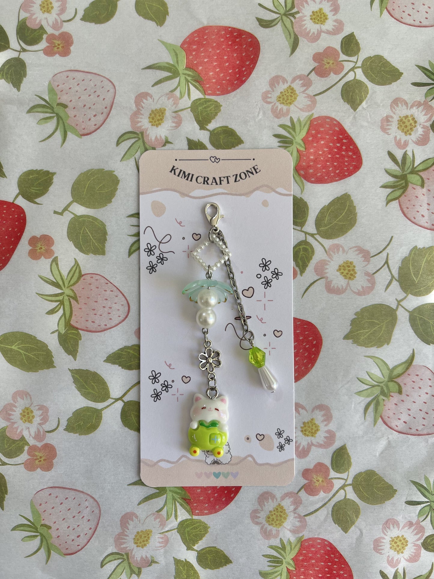 Green Apple Cat Keychain
