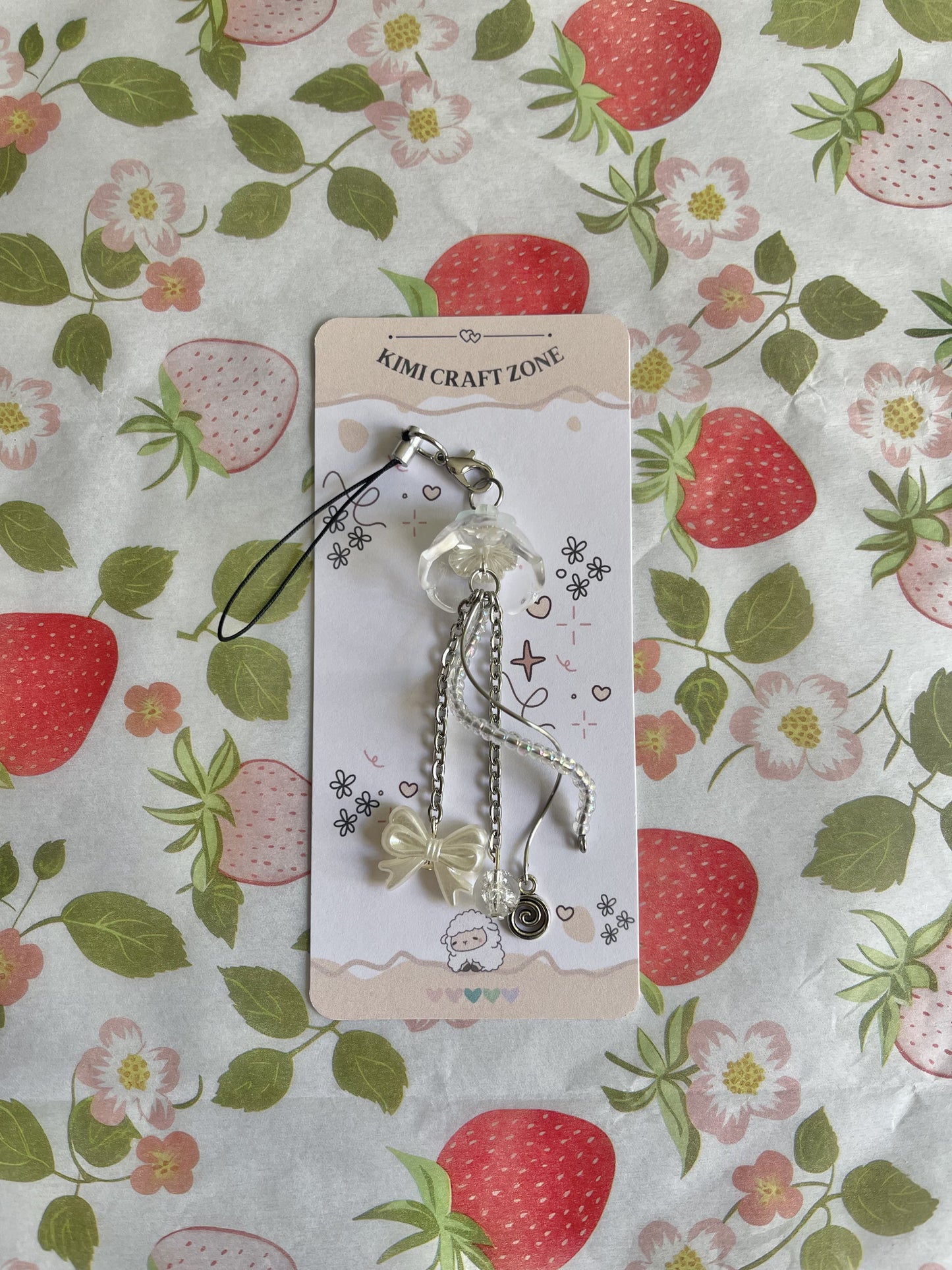 White Jellyfish Phone Charm