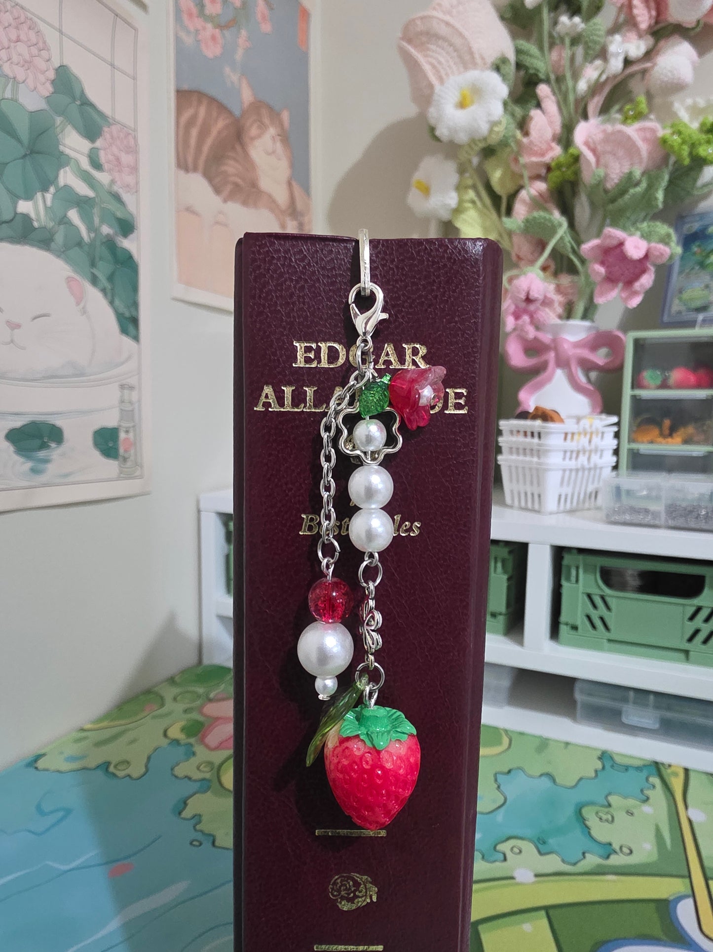 Strawberry Book Charm
