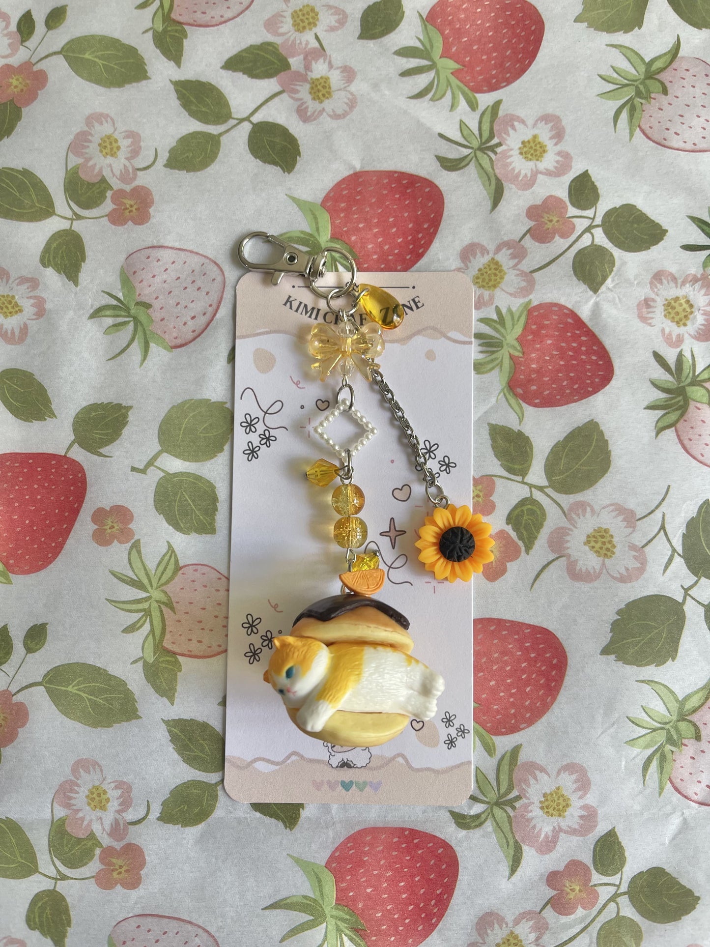 Sunflower Lemon Cat Keychain