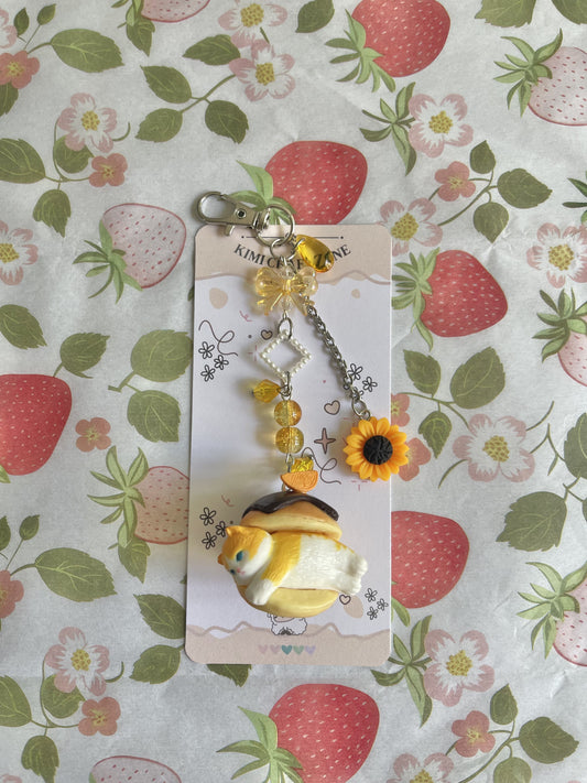 Sunflower Lemon Cat Keychain