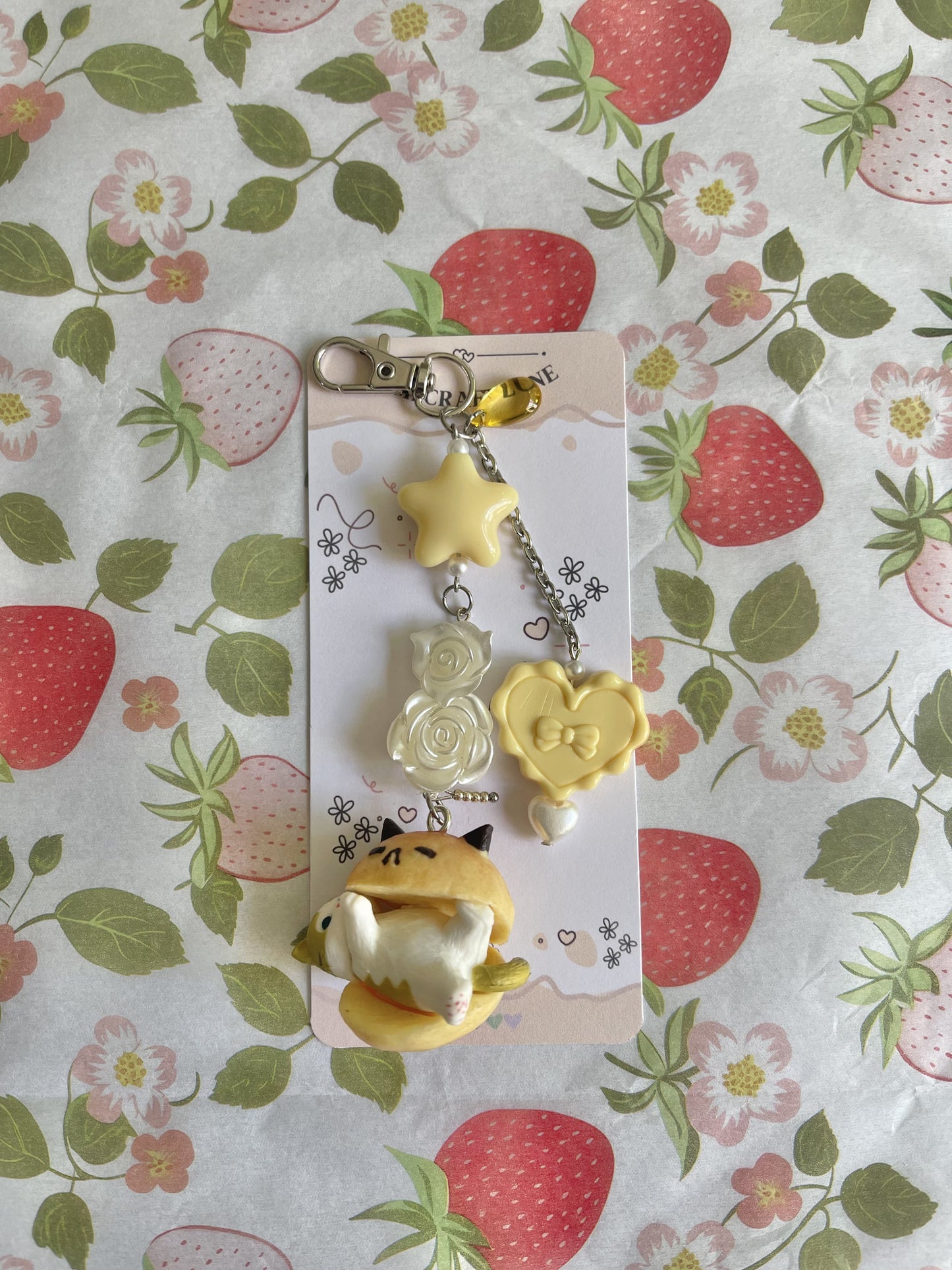 Yellow Star Cat Bun Keychain